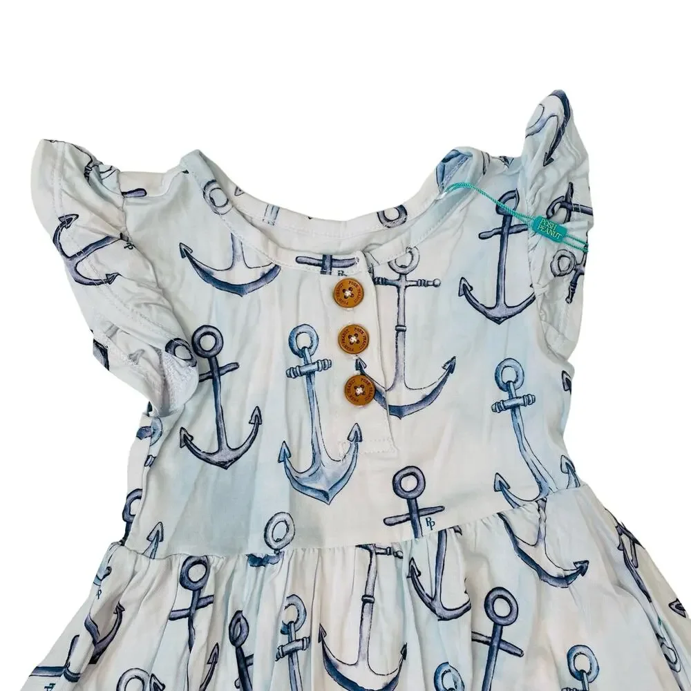 NWT PP Size 6 Anchors Away Ruffled Capsleeve Dress